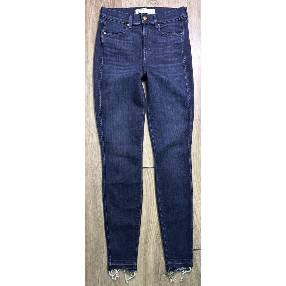 AYR Jeans The Riser High Rise Stretch Raw Hem Dark Blue Denim Women's 29/32 - Picture 3 of 8